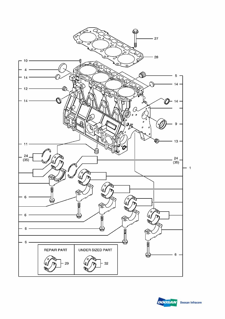 DAEWOO DOOSAN DX60R MINI Crawler Excavator Service Parts Catalogue Manual