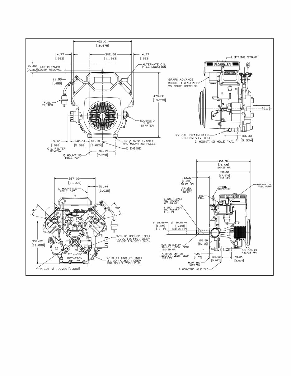 Kohler Command CH18S CH20S CH22S CH25S Horizontal Crankshaft Engine