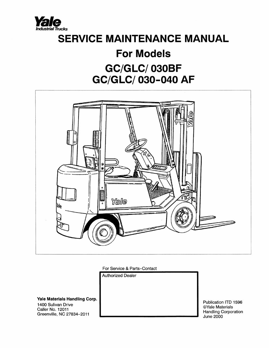 Yale Glc Af Gas Forklift Factory Service Work Shop Manual