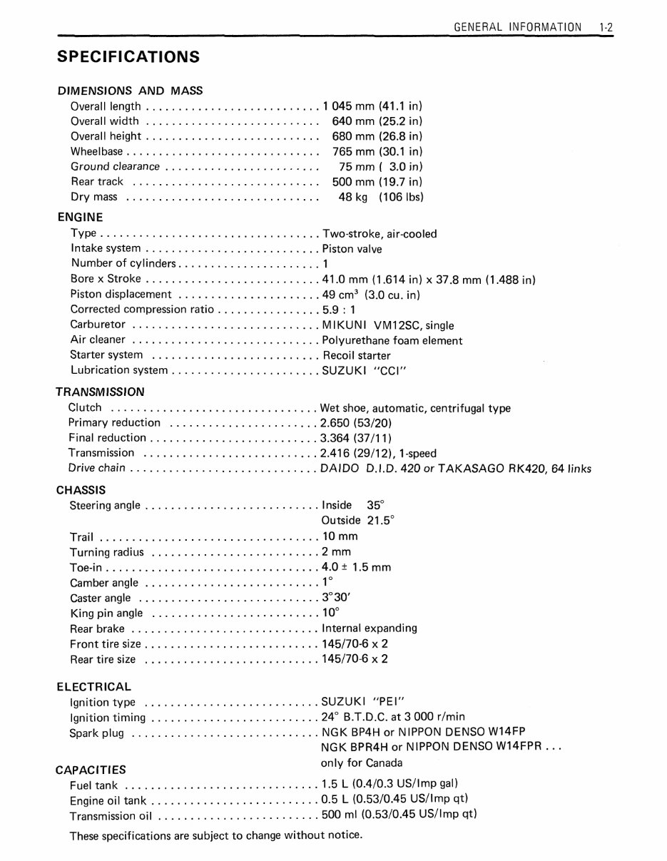 SUZUKI LT50 Workshop Manual 1985-1990 | Manuals Online