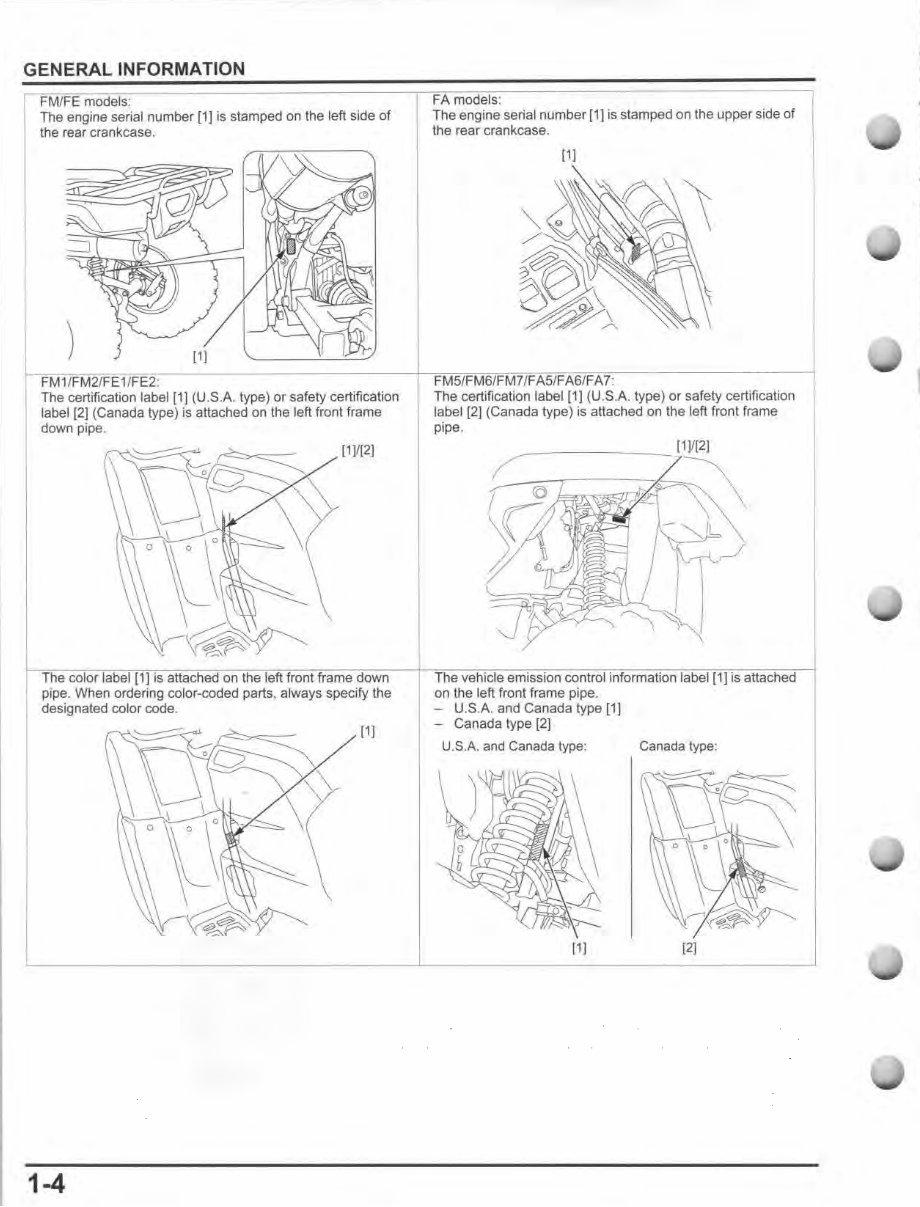 2001 HONDA FOREMAN 500 SERVICE MANUAL visual data 8