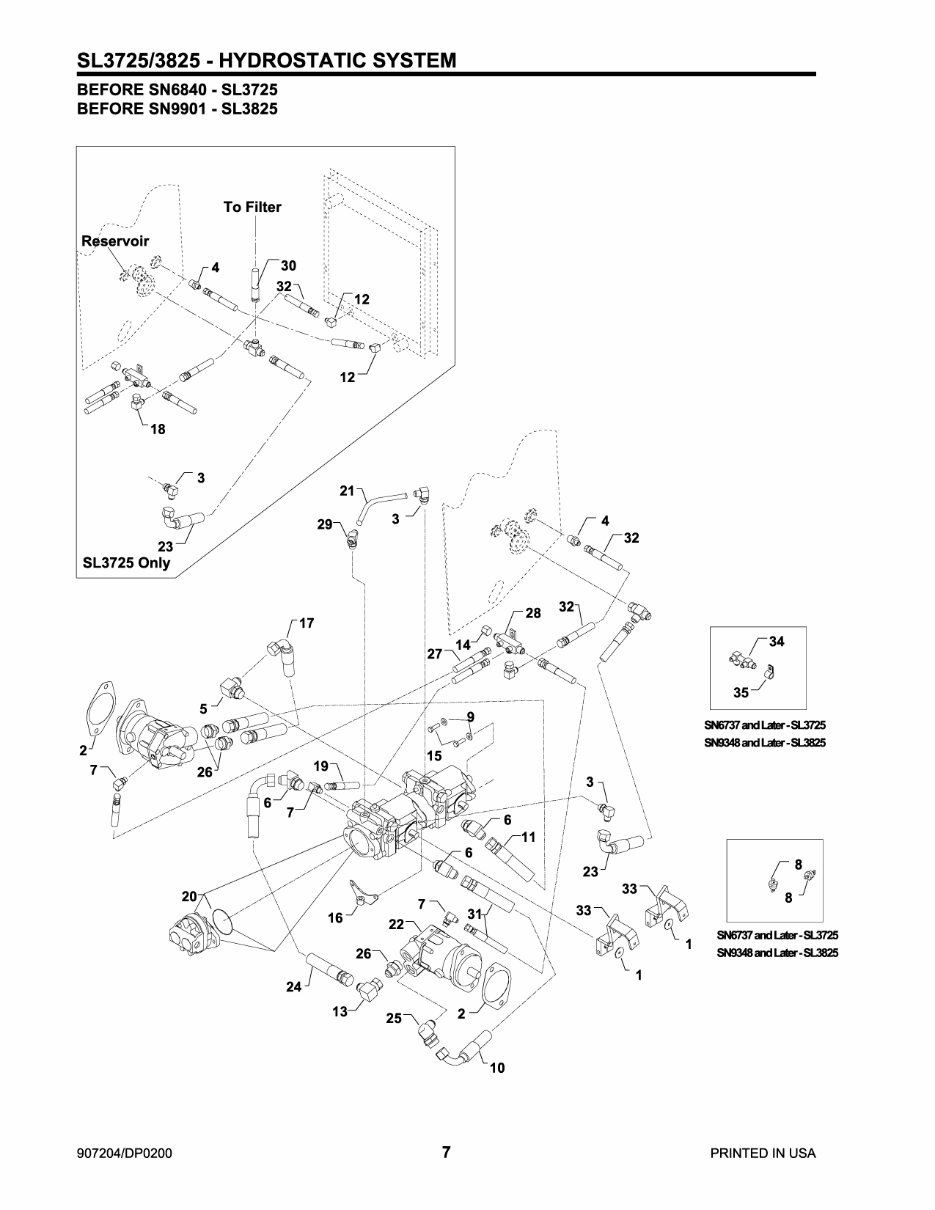 GEHL SL3725 SL 3725, SL3825 SL 3825 SkidSteer Loader Illustrated