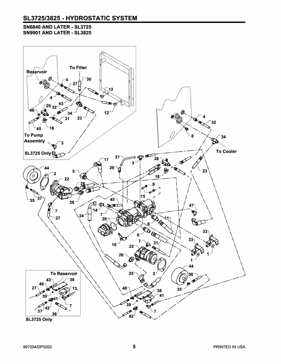 GEHL SL3725 SL 3725, SL3825 SL 3825 Skid-Steer Loader Illustrated