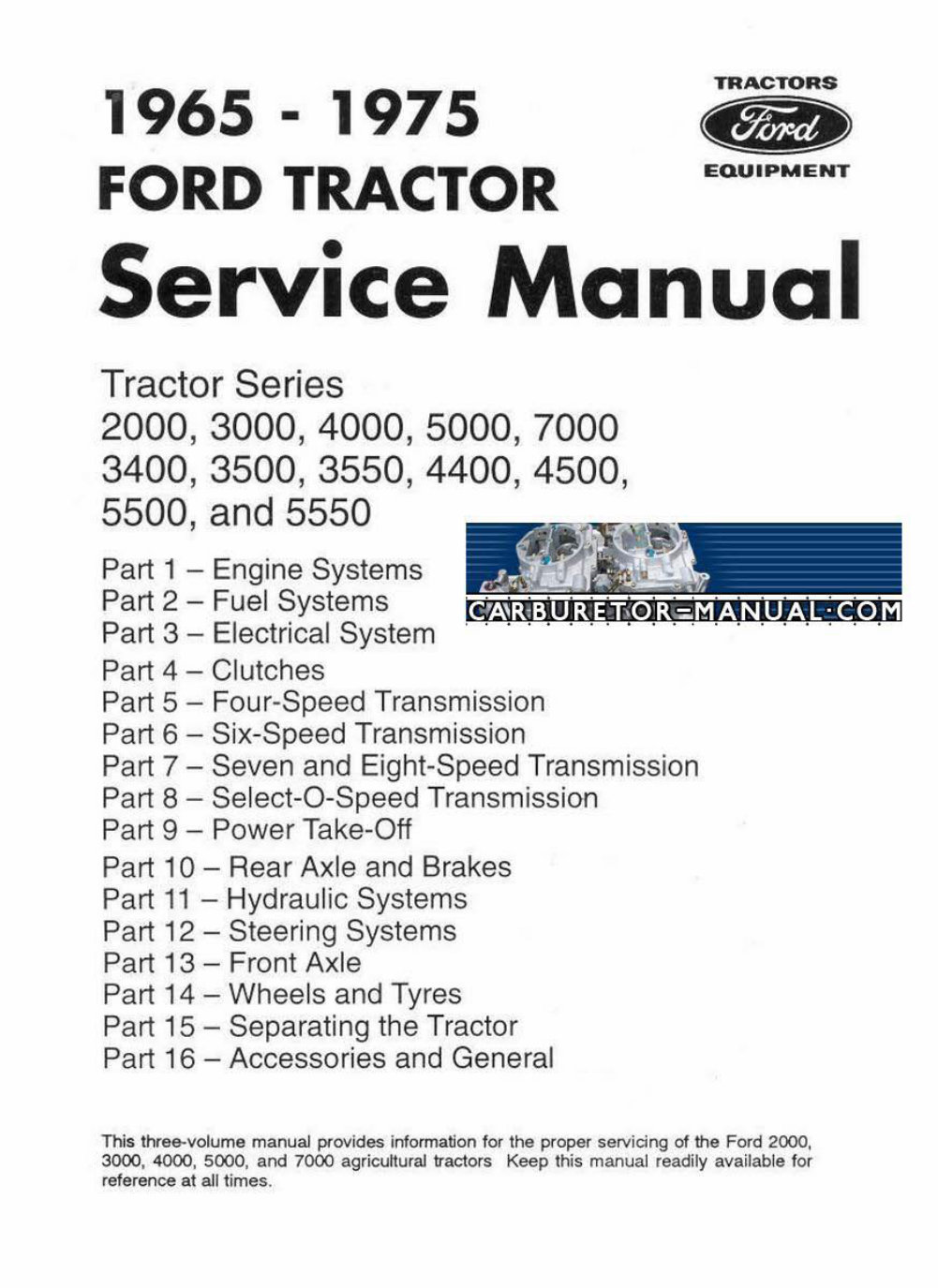 1965-1975 Ford 2000 3000 Tractor factory Ford repair service manual on CD 