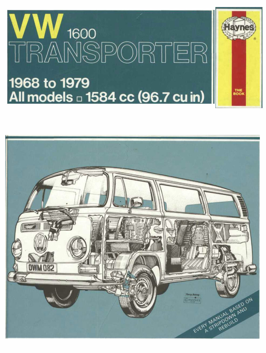 VOLKSWAGON VW TRANSPORTER BUS Shop Manual 1965 Onwards