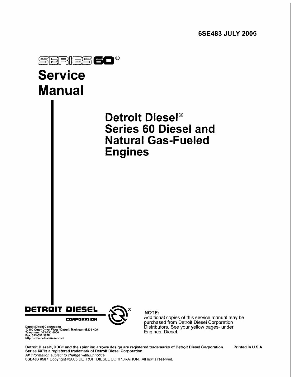 Detroit Diesel Series 60 Repair Service Manual