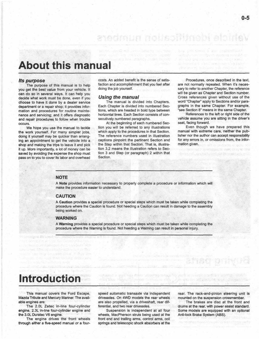 MAZDA TRIBUTE COMPLETE Repair Manual 20012006