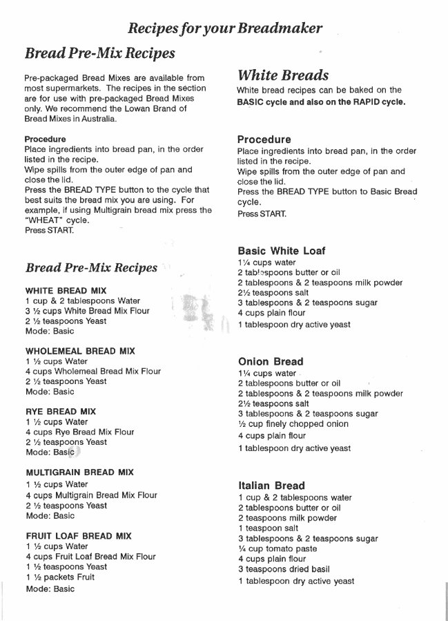 Black & Decker Bread Maker Machine Directions Instruction Manual Recipes  Various