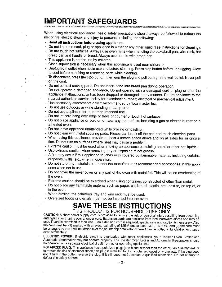 Toastmaster Toaster Oven Broiler Breadmaker Parts model 1139