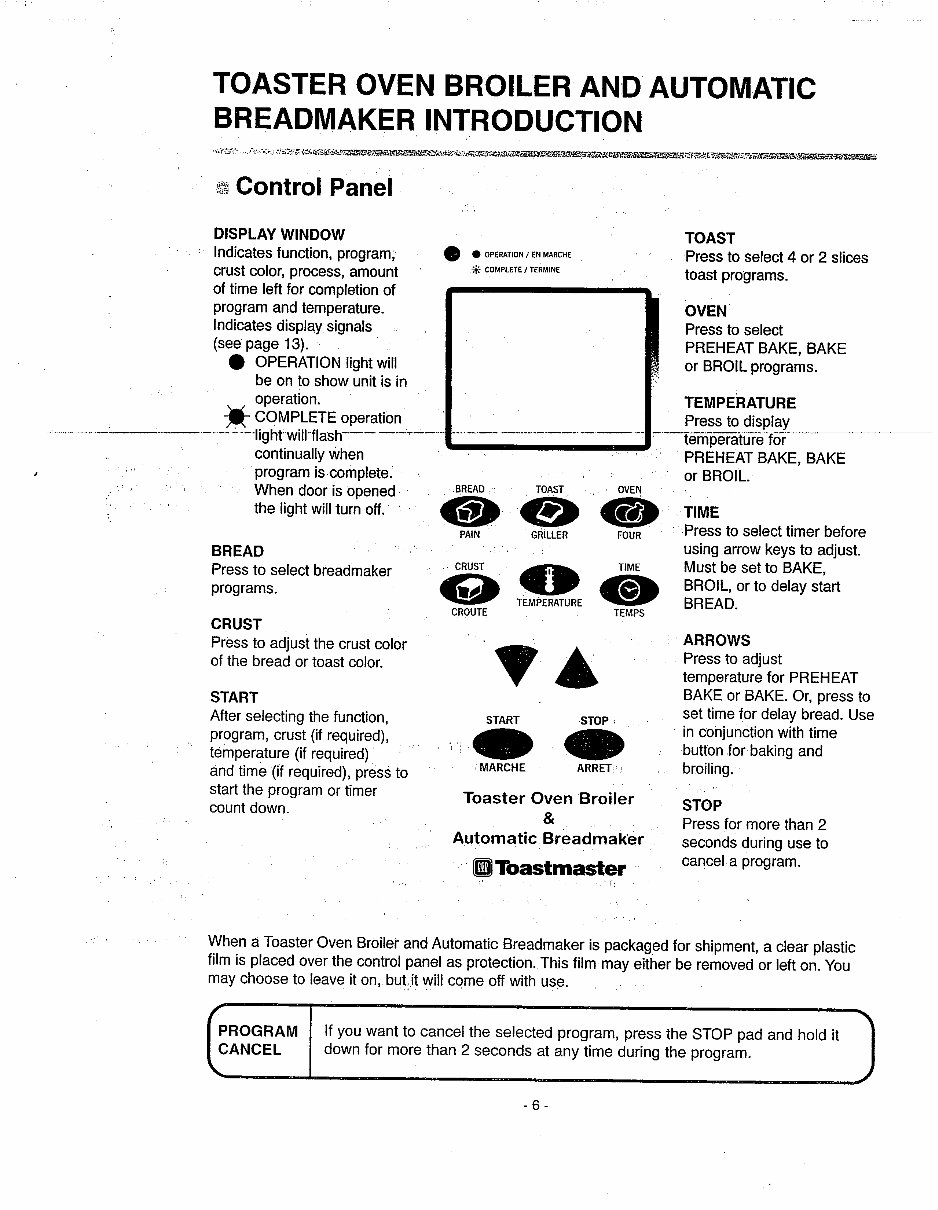 Toastmaster Toaster Oven Broiler Breadmaker Parts model 1139