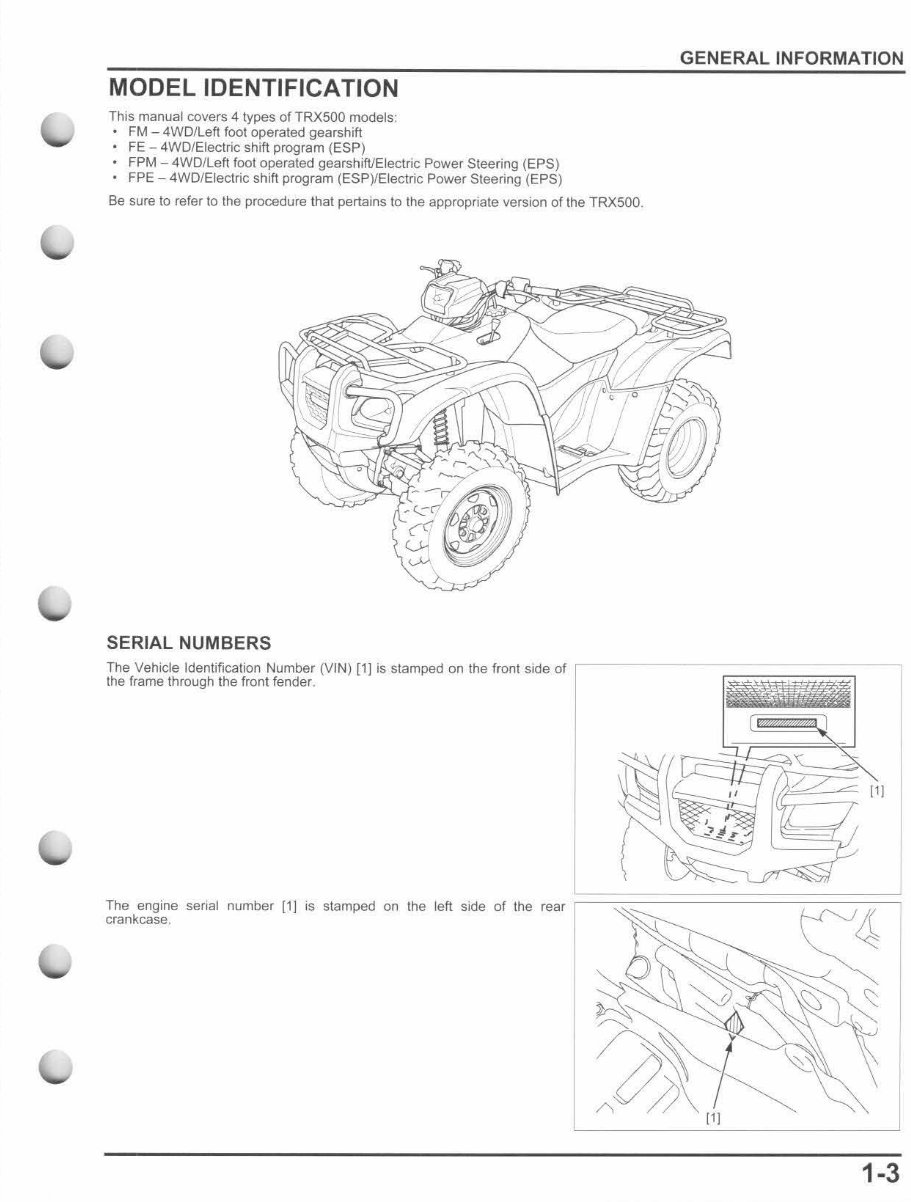 Owner Manual 12 Honda 2012 TRX500FM/FPM Fourtrax Foreman A/CE 