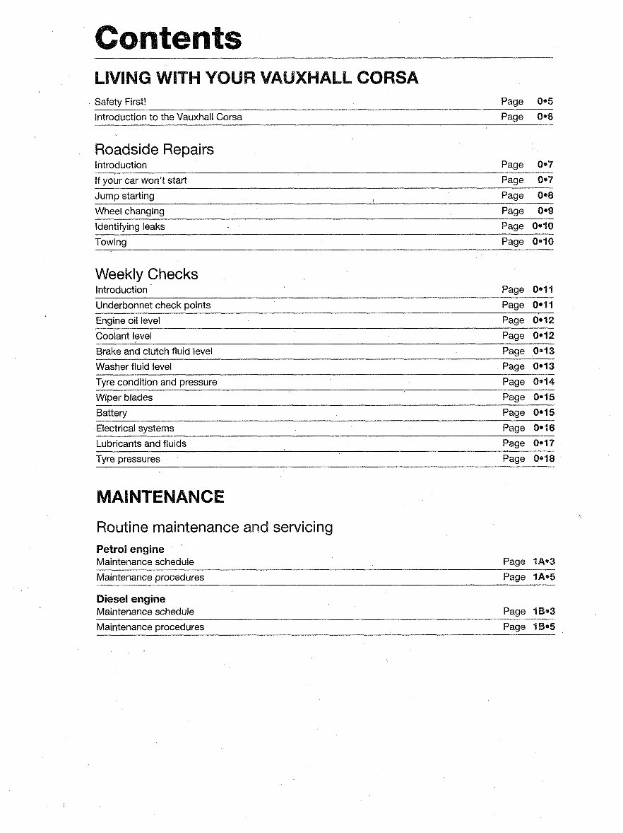 2001 VAUXHALL CORSA C Service and Repair Manual