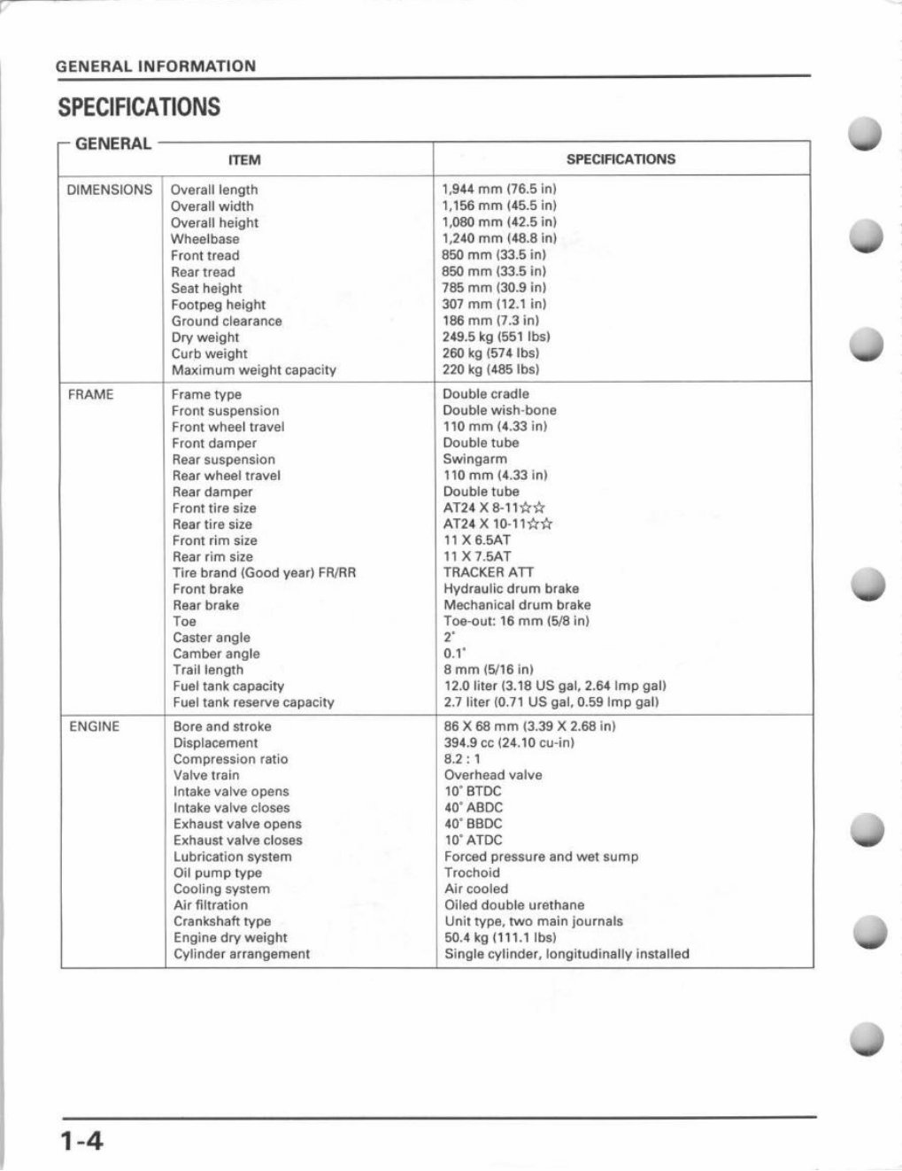 1995-2003 Honda Foreman 400 Repair Manual TRX 400