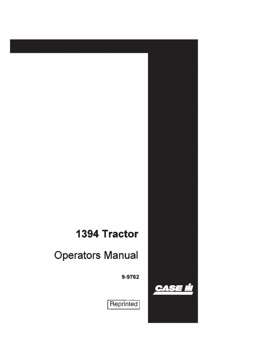 CASE IH DAVID BROWN 1394 Tractor Operators Manual