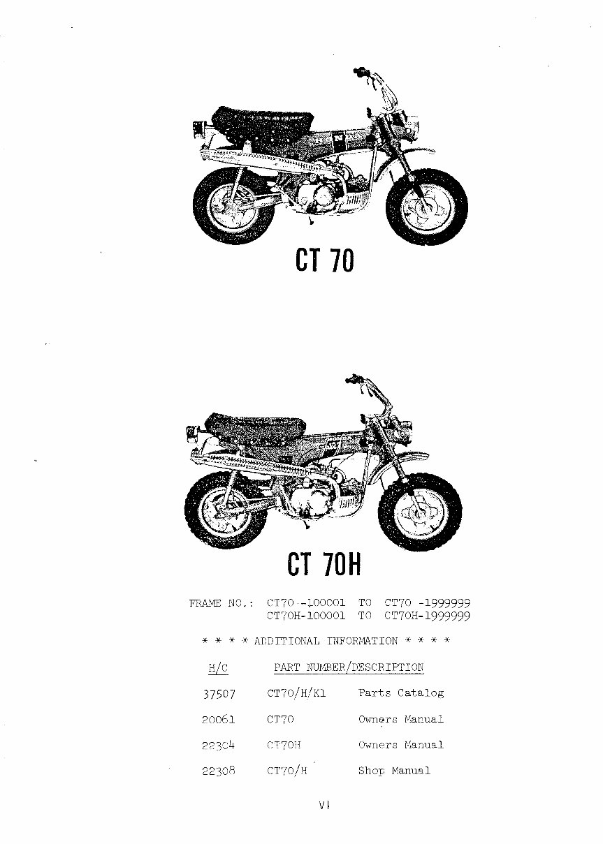 HONDA CT70 Parts Manual Catalog 1973 Onwards