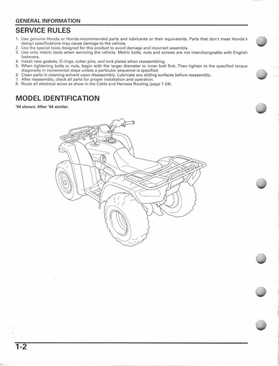 20042007 Honda TRX400FA (FOURTRAX RANCHER AT), TRX400FGA (FOURTRAX