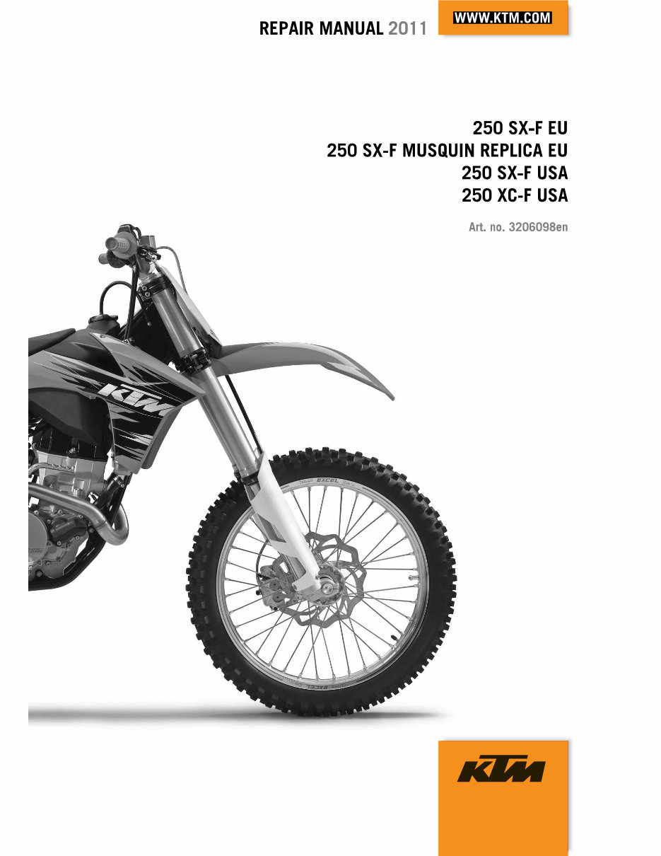 KTM 250 SX-F service manual and engine parts book. 2 manuals