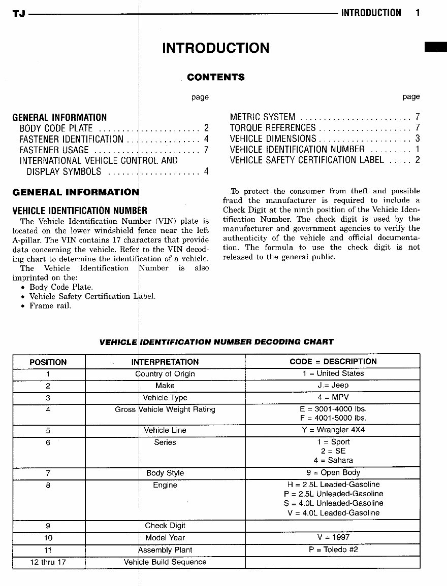 2005 Jeep Wrangler TJ Original Service Manual