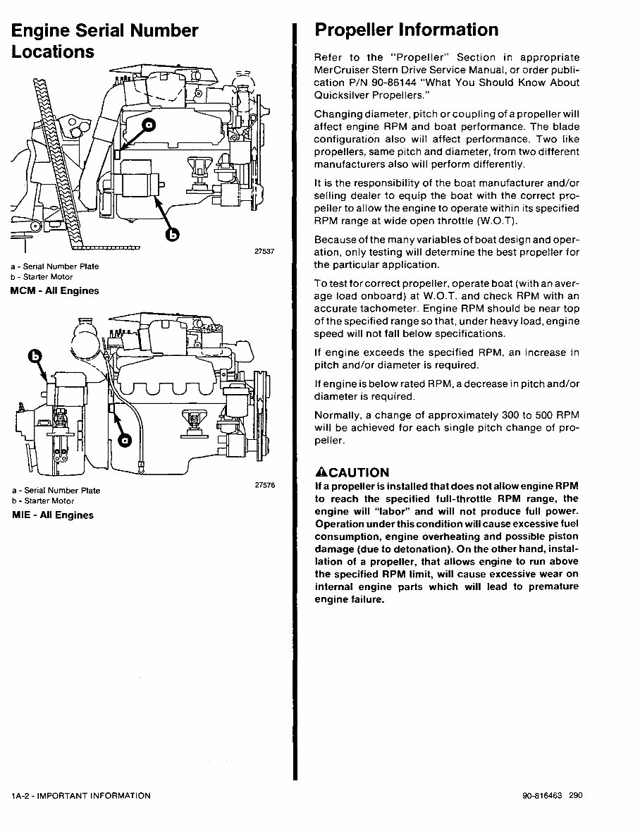 Mercruiser Marine Engines: GM V8 19891992 Service Manual 90‑816463