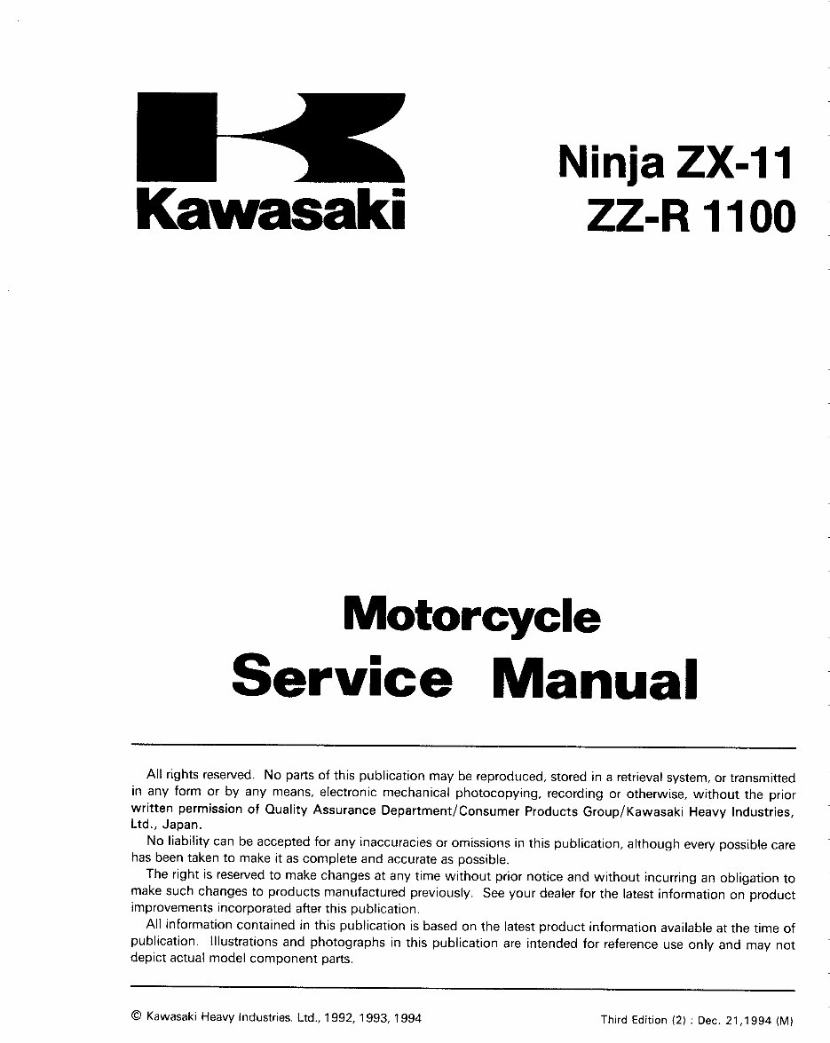 Kawasaki ZZR 1100 1993-2001 Service Repair Manual | Download