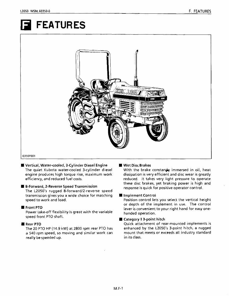 Kubota L2050 L2050DT Tractor Service Repair Manual