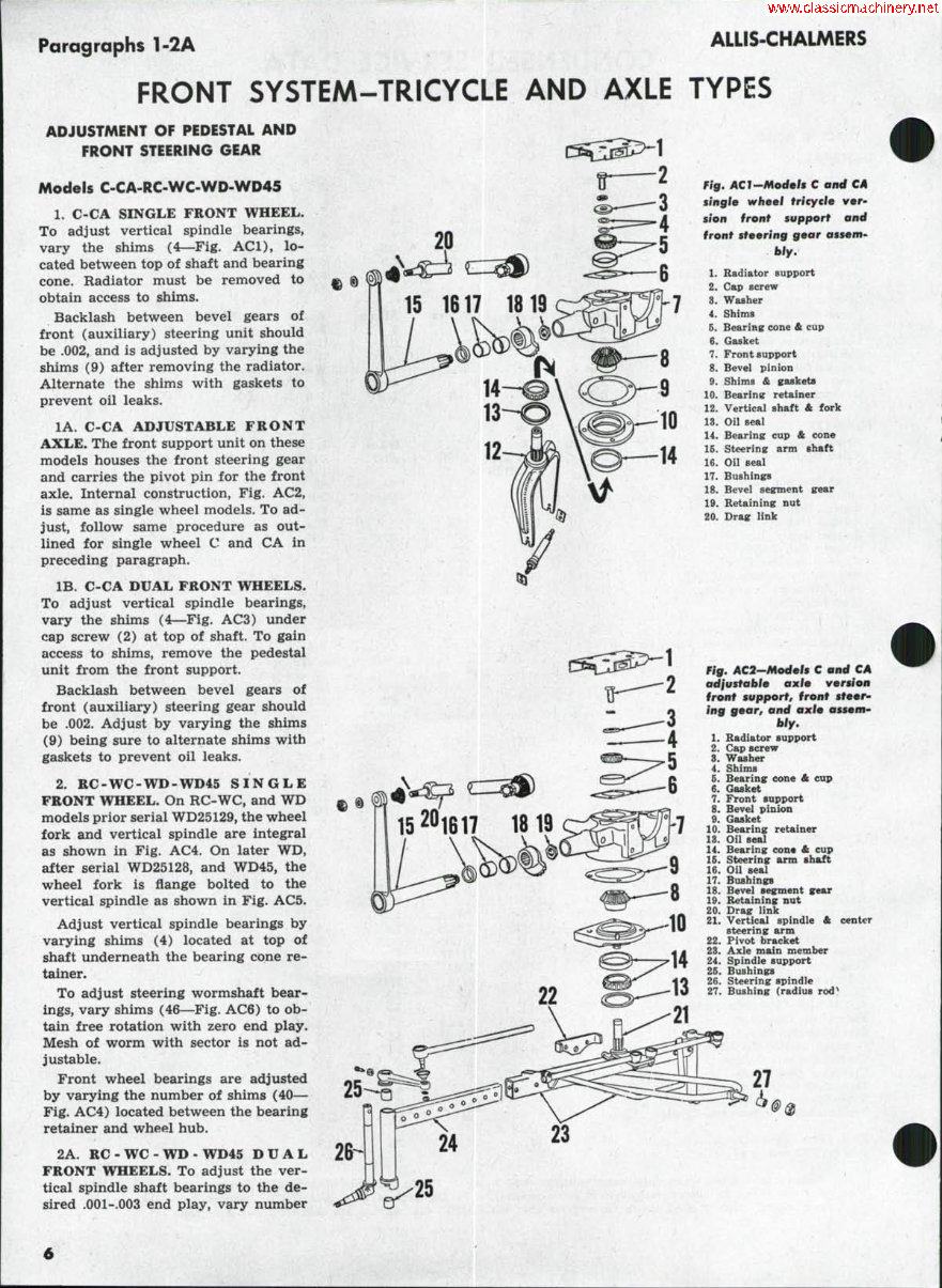 Allis Chalmers Model B Tractor Repair Service Manual