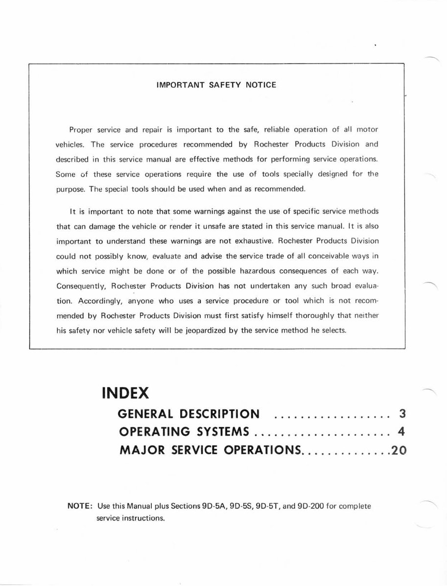 Rochester Delco Quadrajet Carburetor Models Service Manual