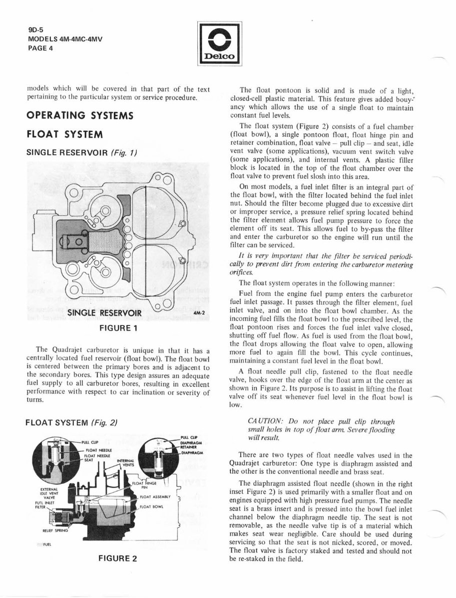 Rochester Delco Quadrajet Carburetor Models Service Manual