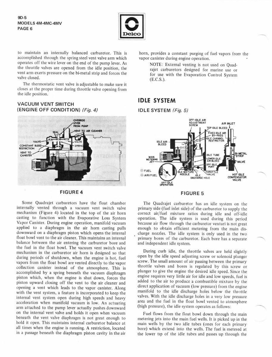 Rochester Delco Quadrajet Carburetor Models Service Manual
