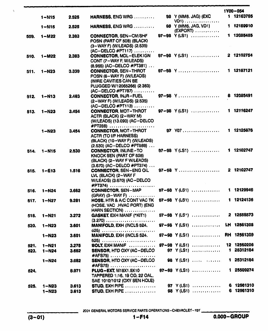 CORVETTE C5 Parts Manual Catalog 19972002