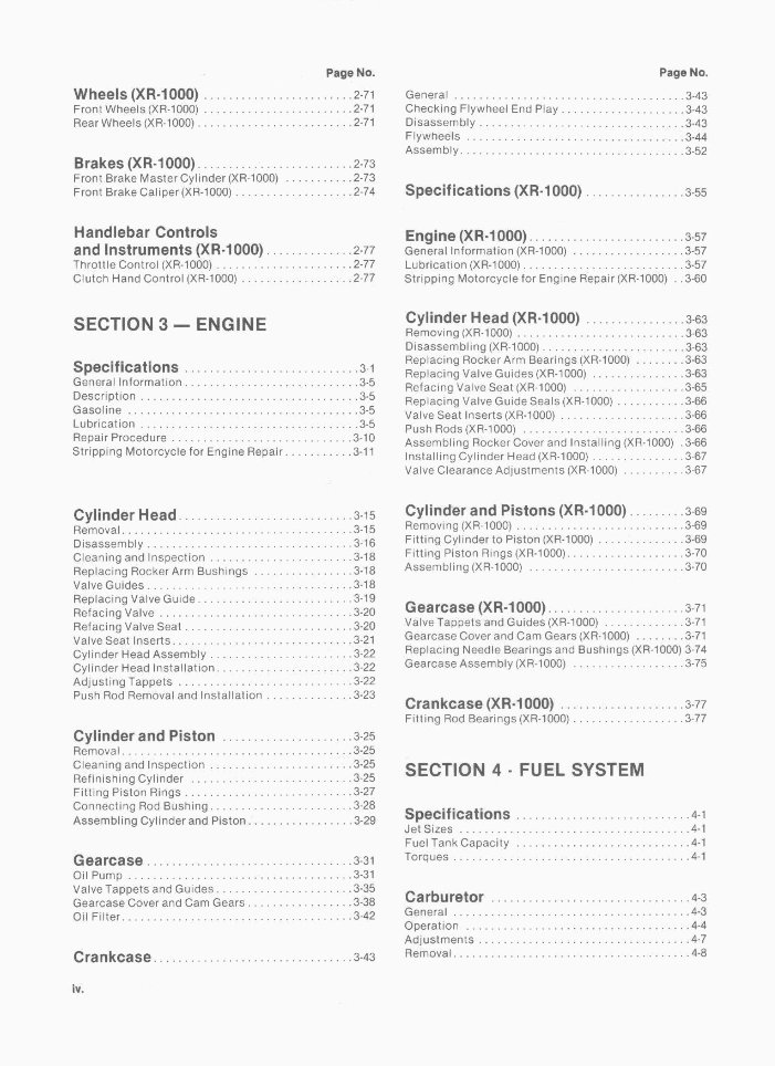 1979-1985 XL/XR 1000 Sportster Ironhead Service Manual