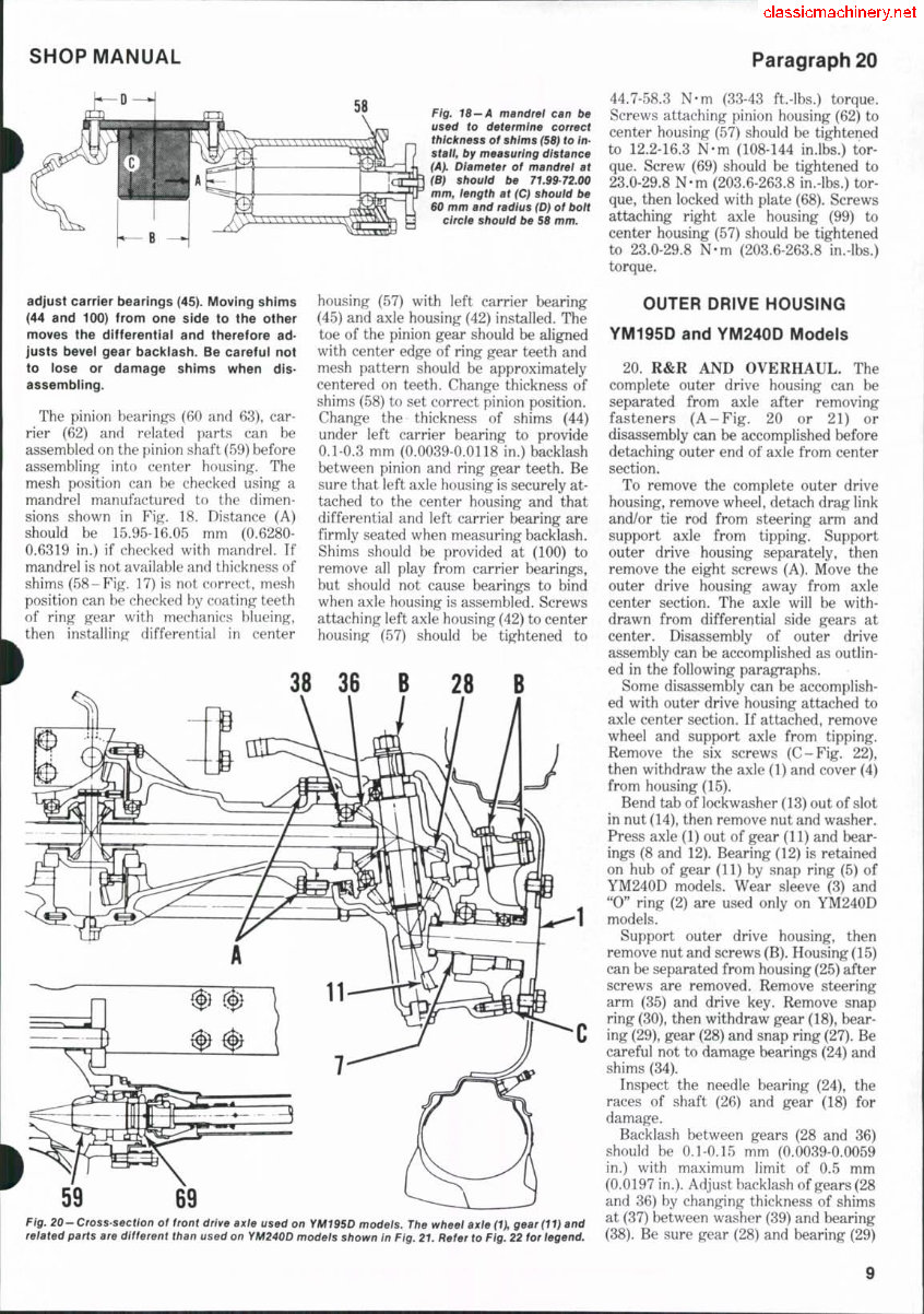 Yanmar YM195 YM195D tractor Workshop Service Manual