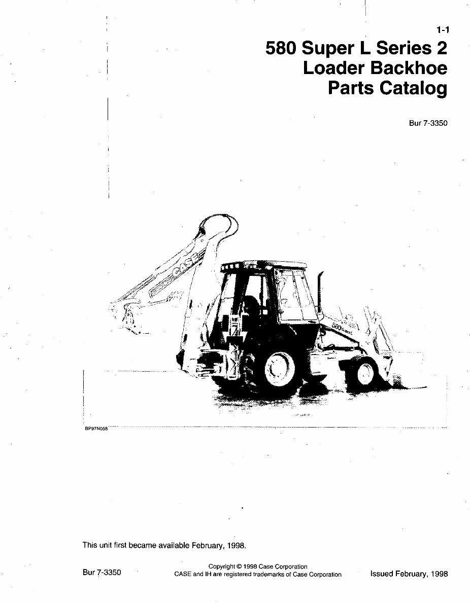 CASE 580 SUPER L Series 2 BACKHOE Parts Catalog Manual