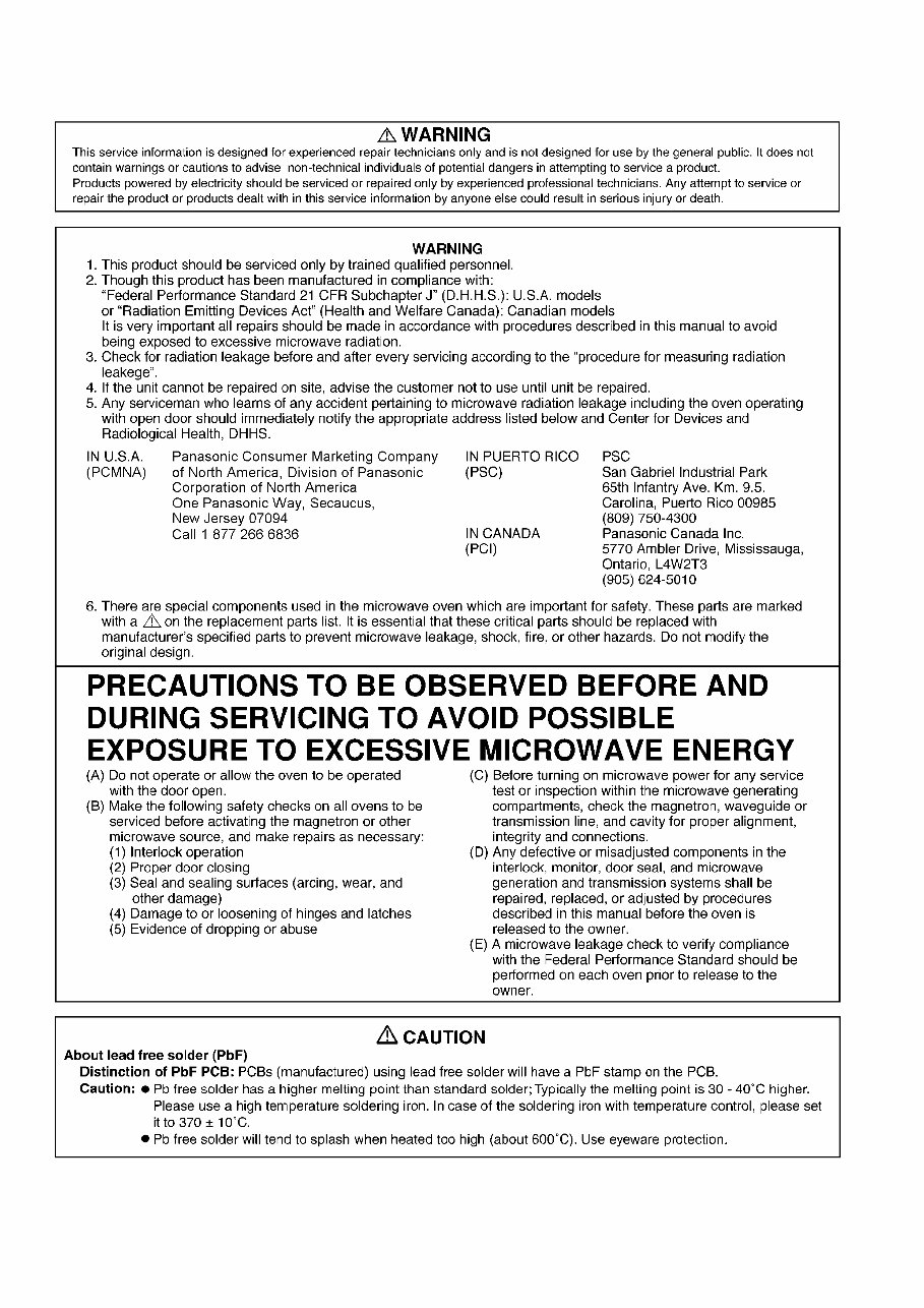 Panasonic NE 17521 17523 17723 1772 1752 Service Manual Repair Guide