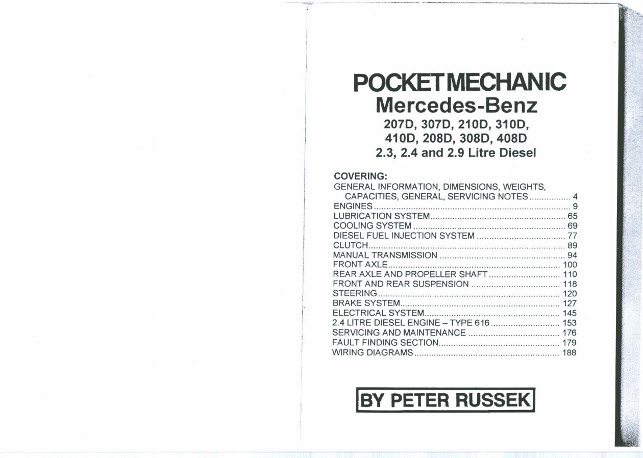 Mercedes Benz TN 207D 208D 307D 308D to 410D Pocket Mechanic Manual 1977-95 *NEW 