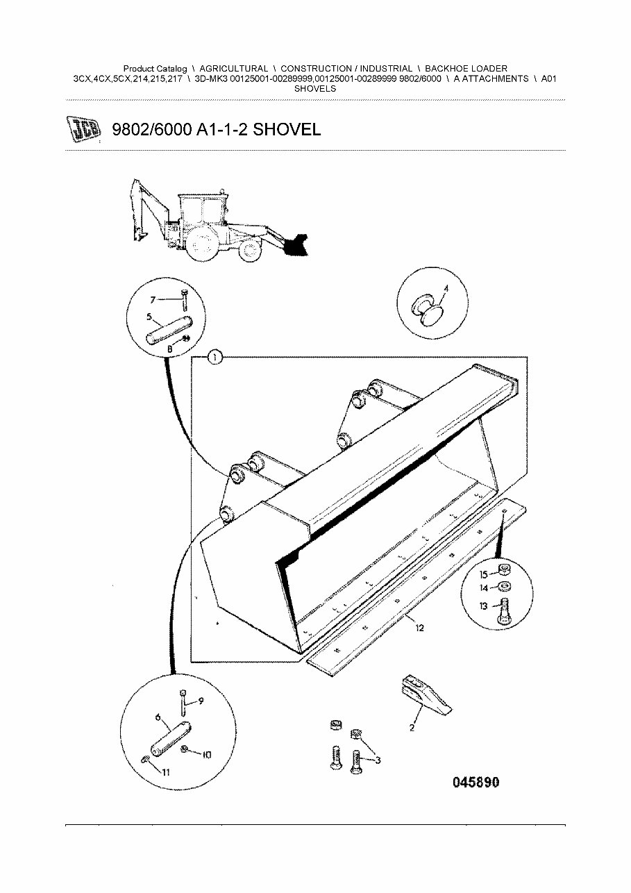 JCB 3CMK3, 3C MK3 BACKHOE Loader Parts Catalog Manual (SER. 0012500