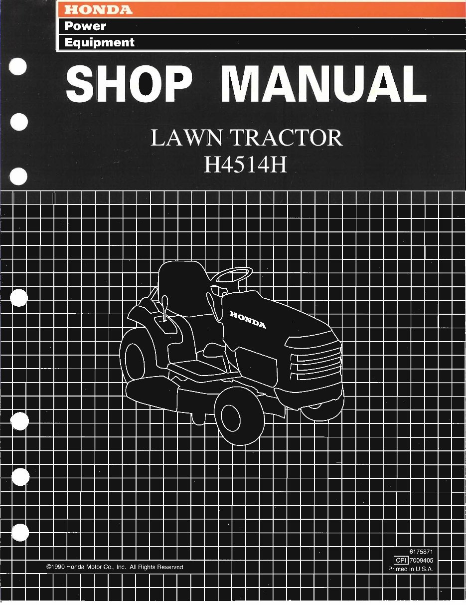 Honda H4514 H4514H Lawn Tractor Service Manual