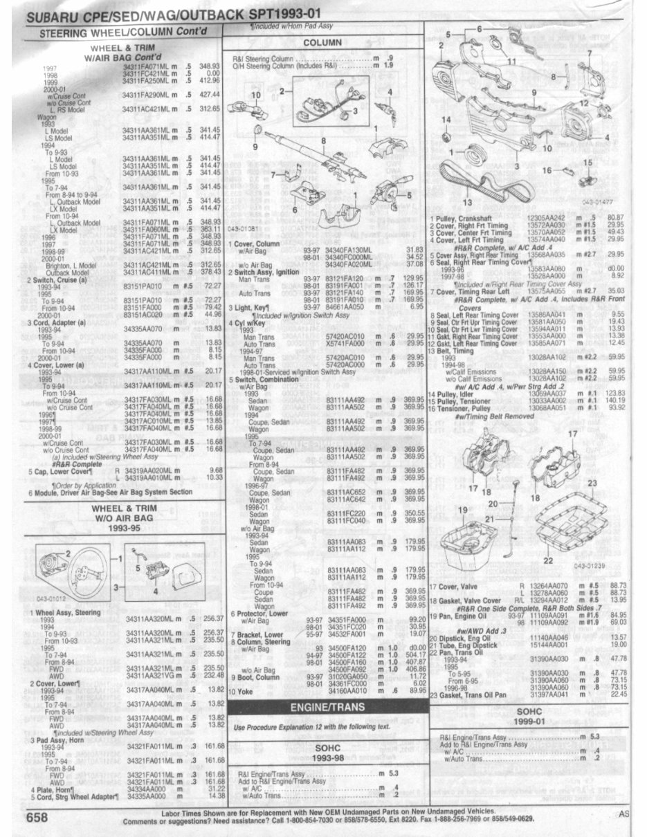 Subaru Impreza Parts manual ipl exploded views 1993 1994 1995 1996 1997
