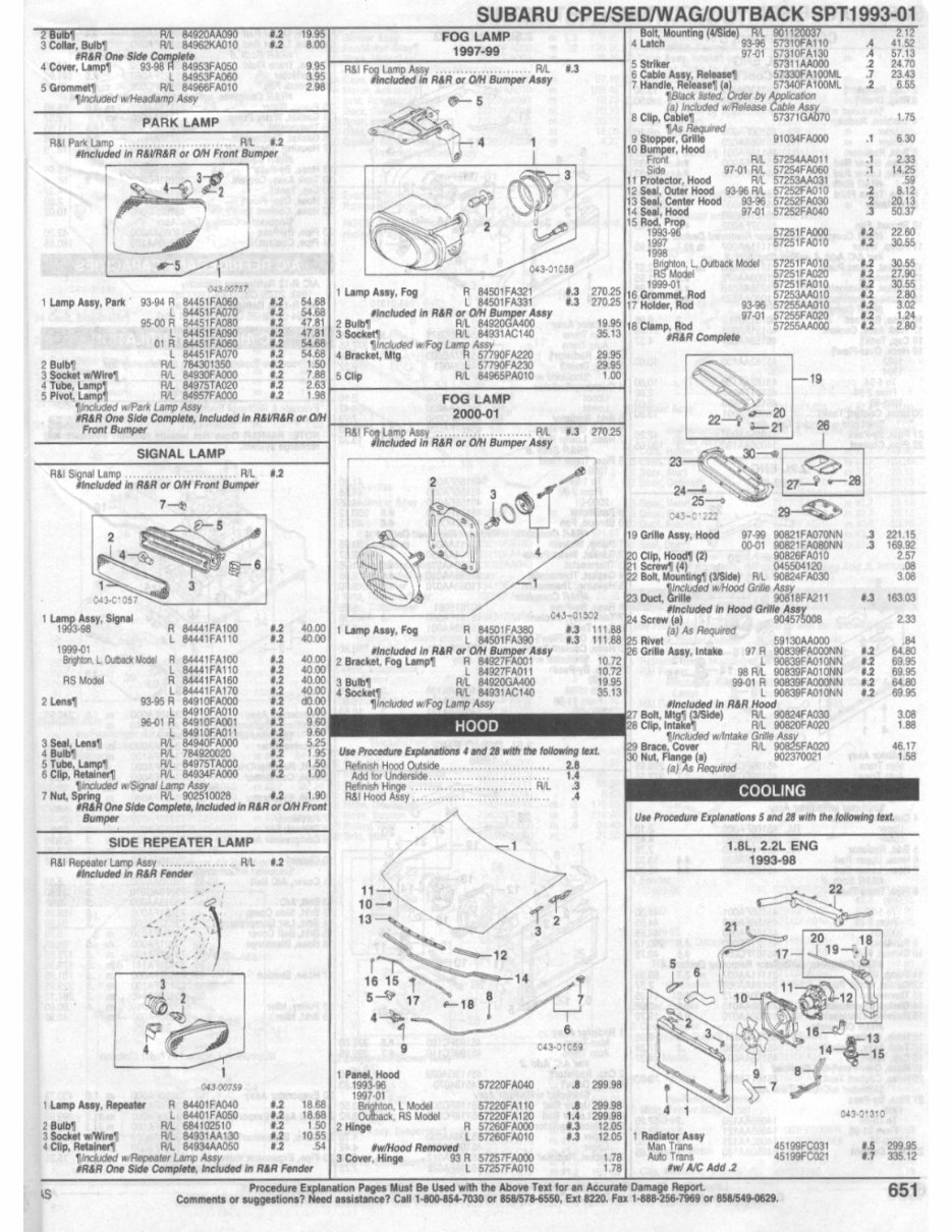 Subaru Impreza Parts manual ipl exploded views 1993 1994 1995 1996 1997 ...