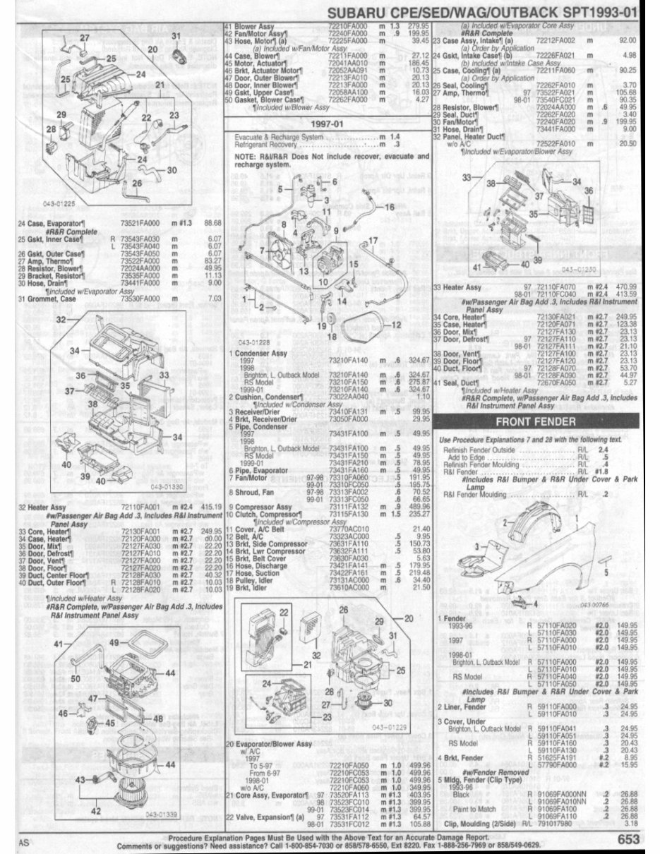 Subaru Impreza Parts manual ipl exploded views 1993 1994 1995 1996 1997
