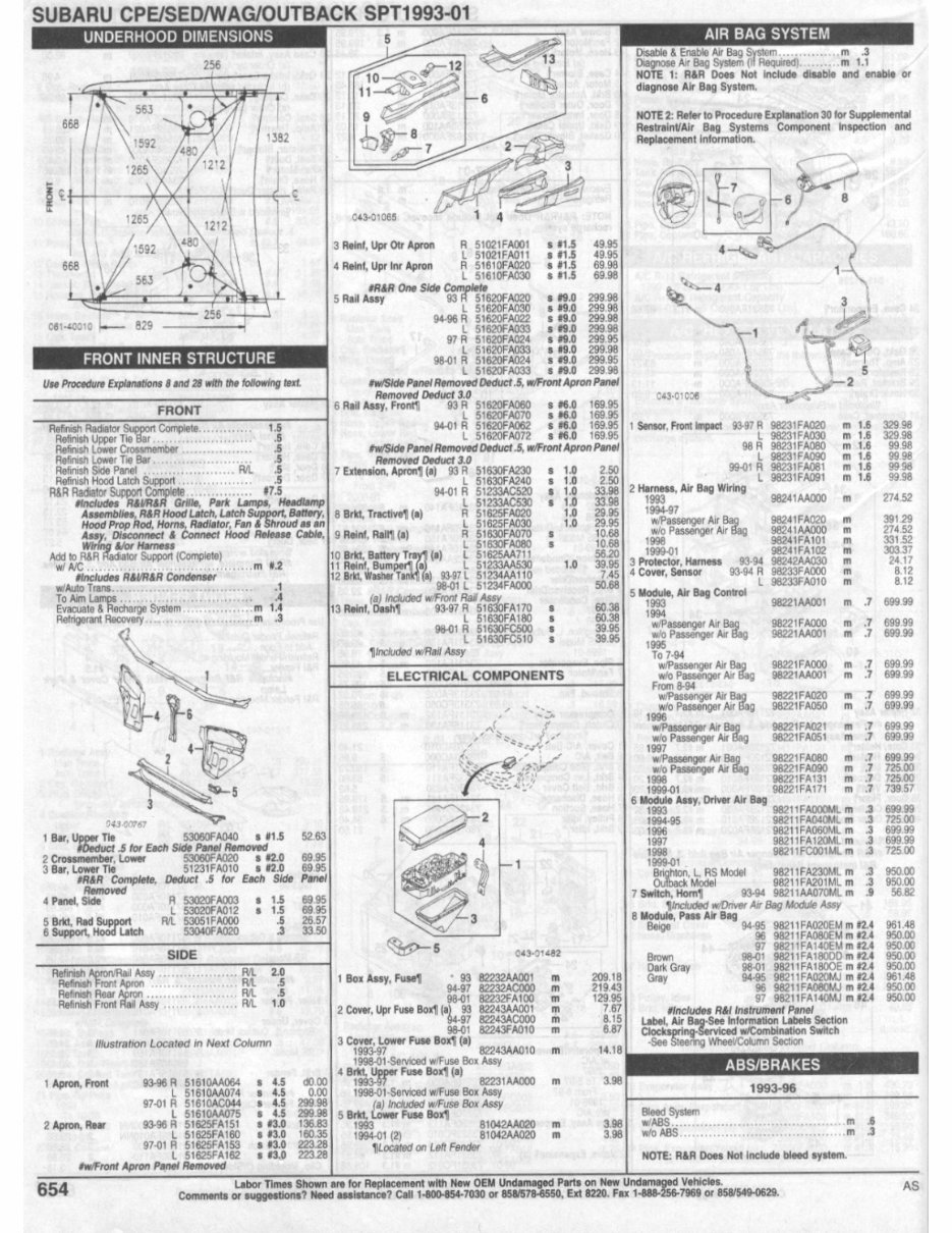 Subaru Impreza Parts manual ipl exploded views 1993 1994 1995 1996 1997