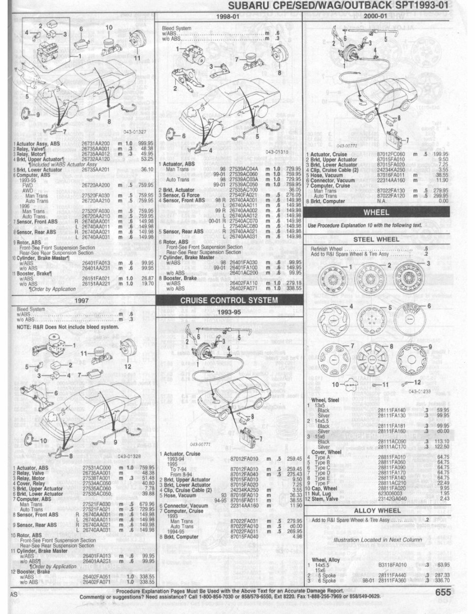 Subaru Impreza Parts manual ipl exploded views 1993 1994 1995 1996 1997