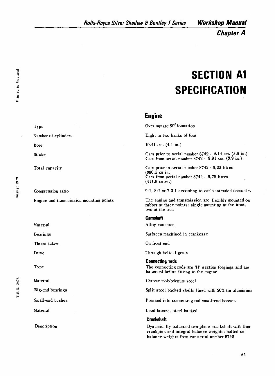 RollsRoyce Silver Shadow Bentley T Series Engine Manual