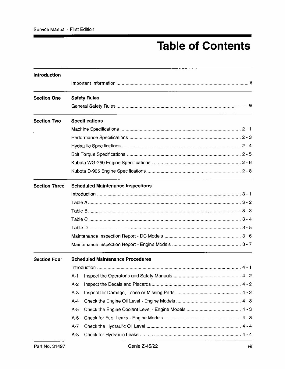 GENIE Z45-22 2WD 4WD Telescopic BOOM Lift Workshop Manual