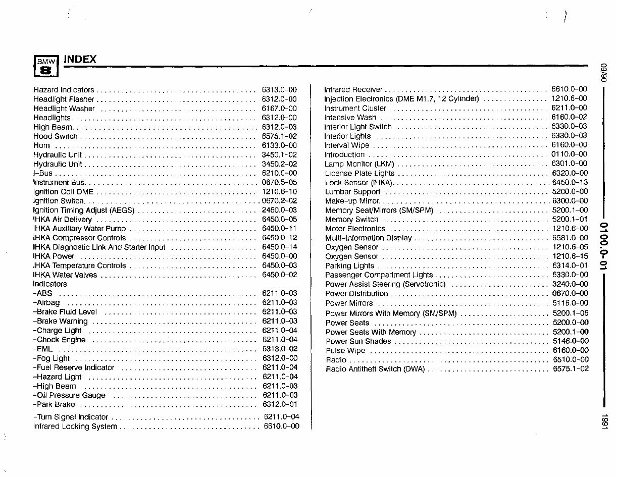 1991 BMW 850i E31 Wiring Diagram Manuals Online