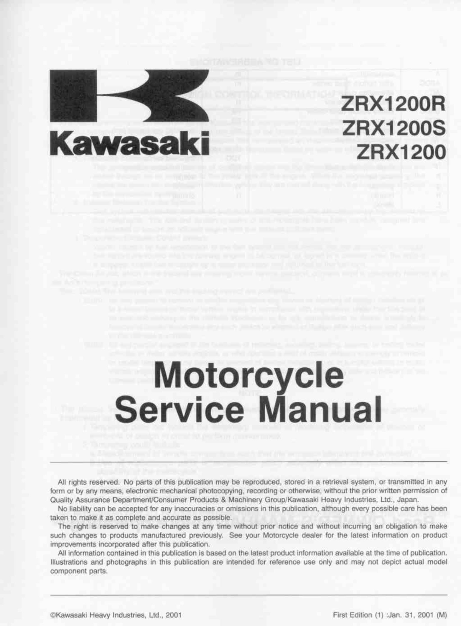 20012006 Kawasaki ZRX1200(R/S) Repair manual