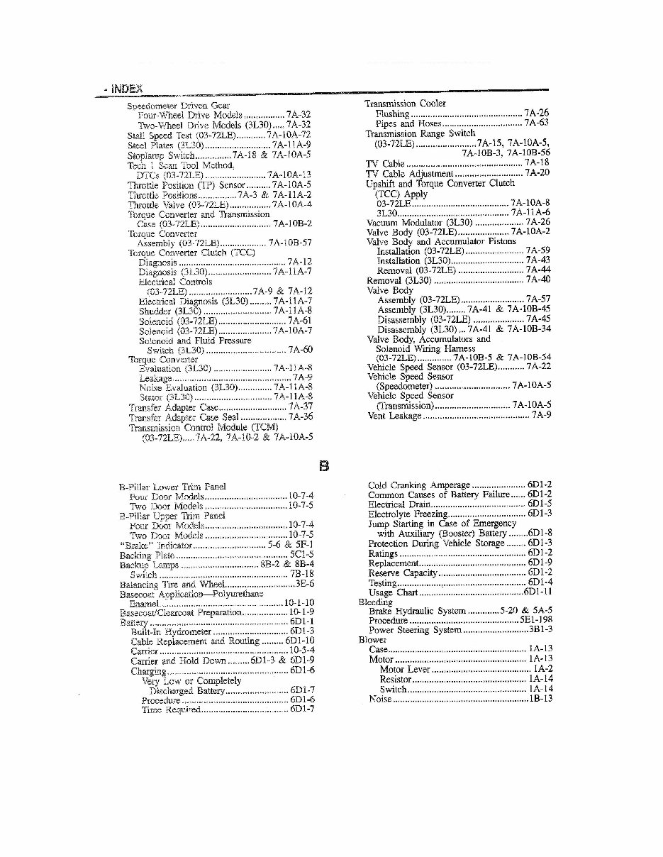1996 GEO TRACKER SERVICE MANUAL visual data 6