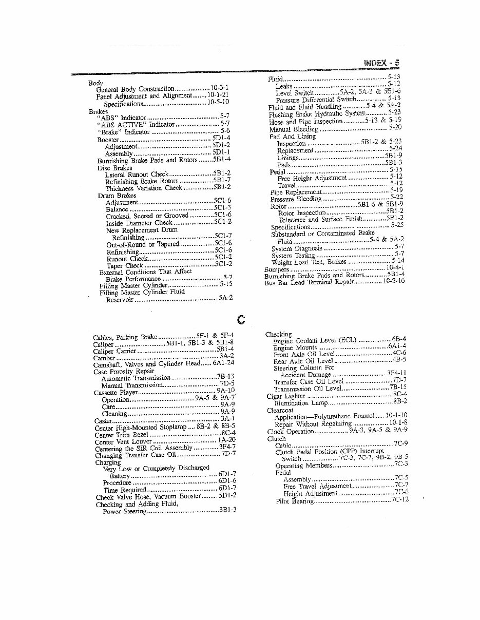 1996 GEO TRACKER SERVICE MANUAL visual data 2