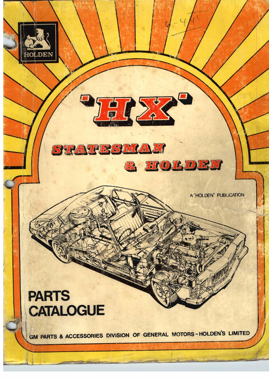 HOLDEN HX Series MONARO FACTORY Parts and ASSEMBLY Manual