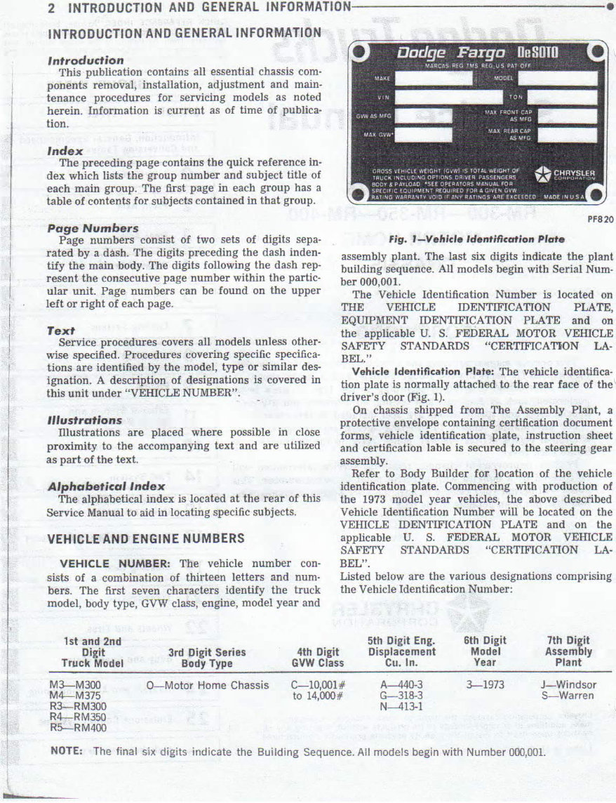Dodge Motorhome Chassis M300 375 RM300 350 400